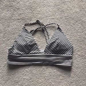 b&w striped bikini top